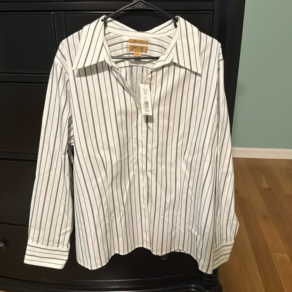 Michael Kors White & Black Stripe Button-Down Shirt